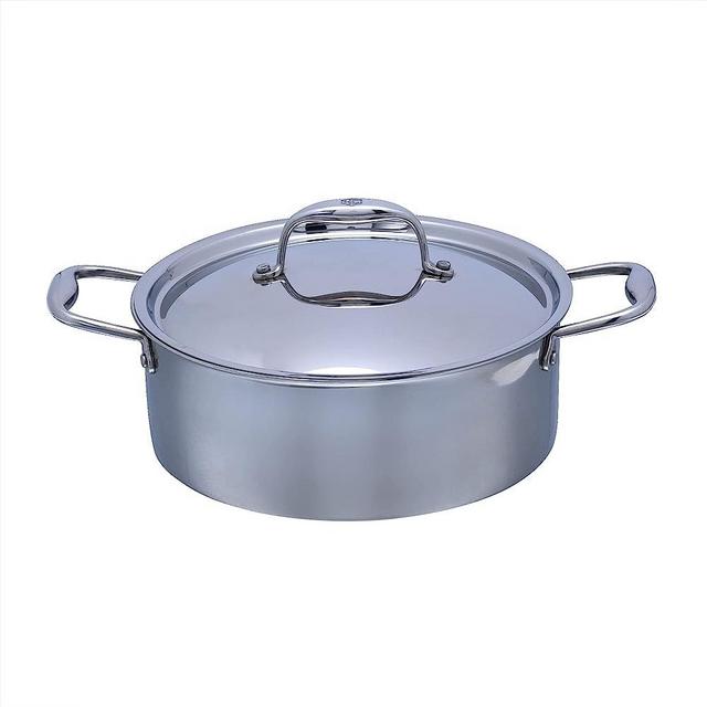 HexClad 5 Quart Hybrid Stainless Steel Pot and Lid, Stay Cool Handles, Non-Stick, Dishwasher, Oven Safe, Works on Induction, Ceramic and Gas Cooktops
