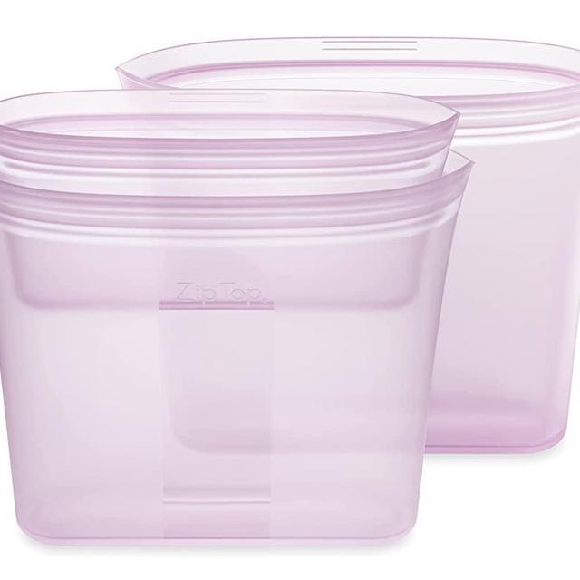 Zip Top Reusable Food Storage Bags | 3 Bag Set [Lavender] - 2 Sandwich, 1 Snack | Silicone Meal Prep Container | Microwave, Dishwasher and Freezer Safe | Made in the USA