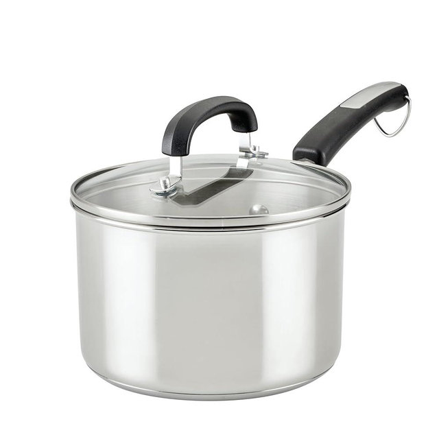Farberware Brilliance Stainless Steel Saucepan/Saucepot with Glass Lid, 3 Quart, Dishwasher Safe and Induction Ready, Compatible with All Cooktops, Stainless Steel