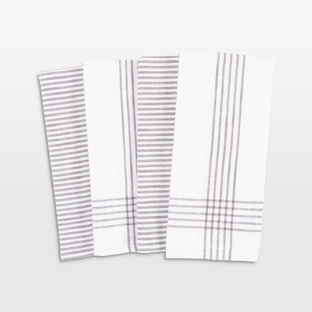 Monaco Frost Gray Cotton Slub Kitchen Towel, Set of 4