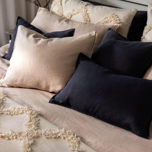 Washed Linen Pillowcase - Black