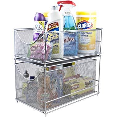 DCIGNA Stackable 2-Tie Under Sink Cabinets Organizer With Sliding
