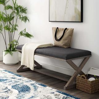 Province Vintage French X-Brace Upholstered Bench