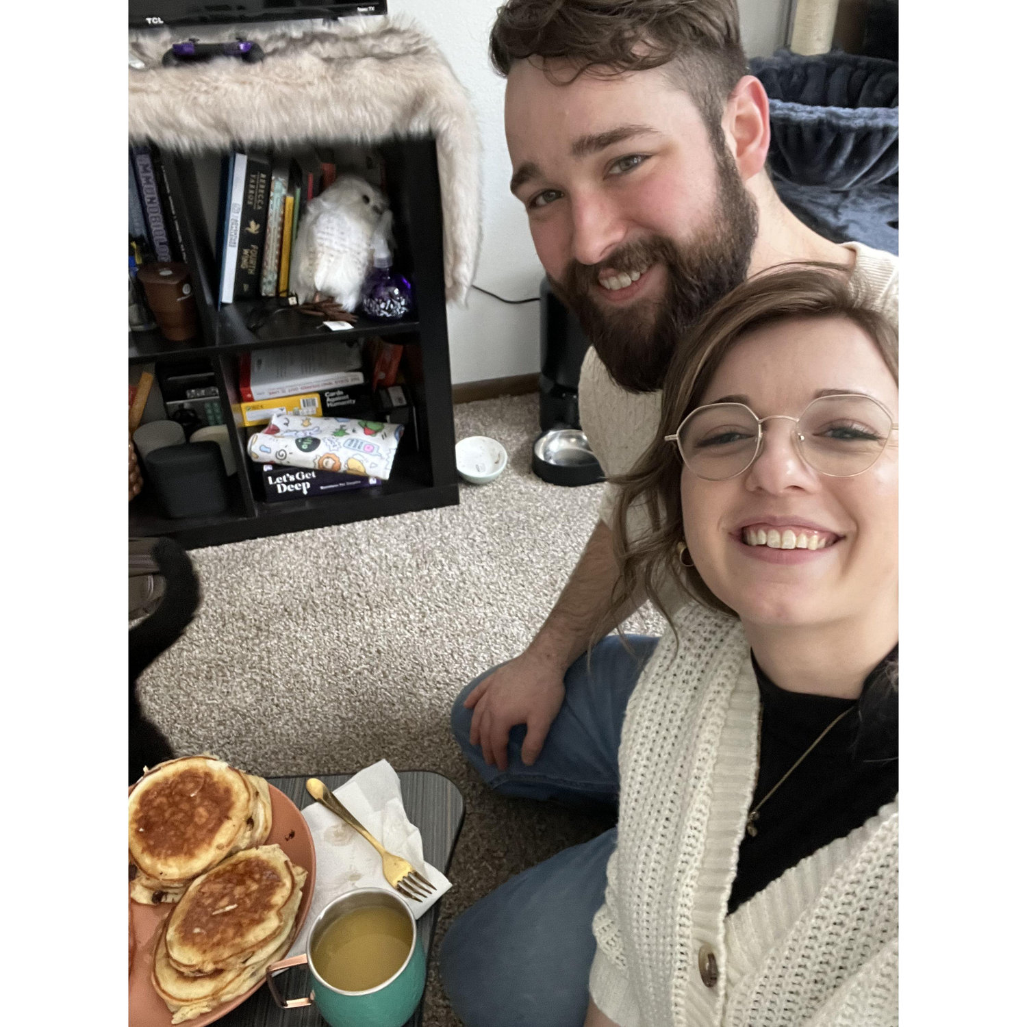 Valentine's Day brunch complete with two surprise Lego floral sets (an orchid and chrysanthemum!)