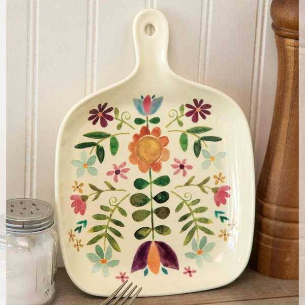 Oven To Table Plate - Folk Flower