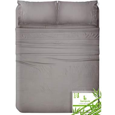 Bamboo Sheets Queen Bamboo Sheets - 100% Organic Bamboo Bed Sheets Queen Sheet Set Cooling Sheets Queen Size Sheets Deep Pocket Queen Sheets Queen Bed Sheets Queen Size Cool Sheets Stone Gray