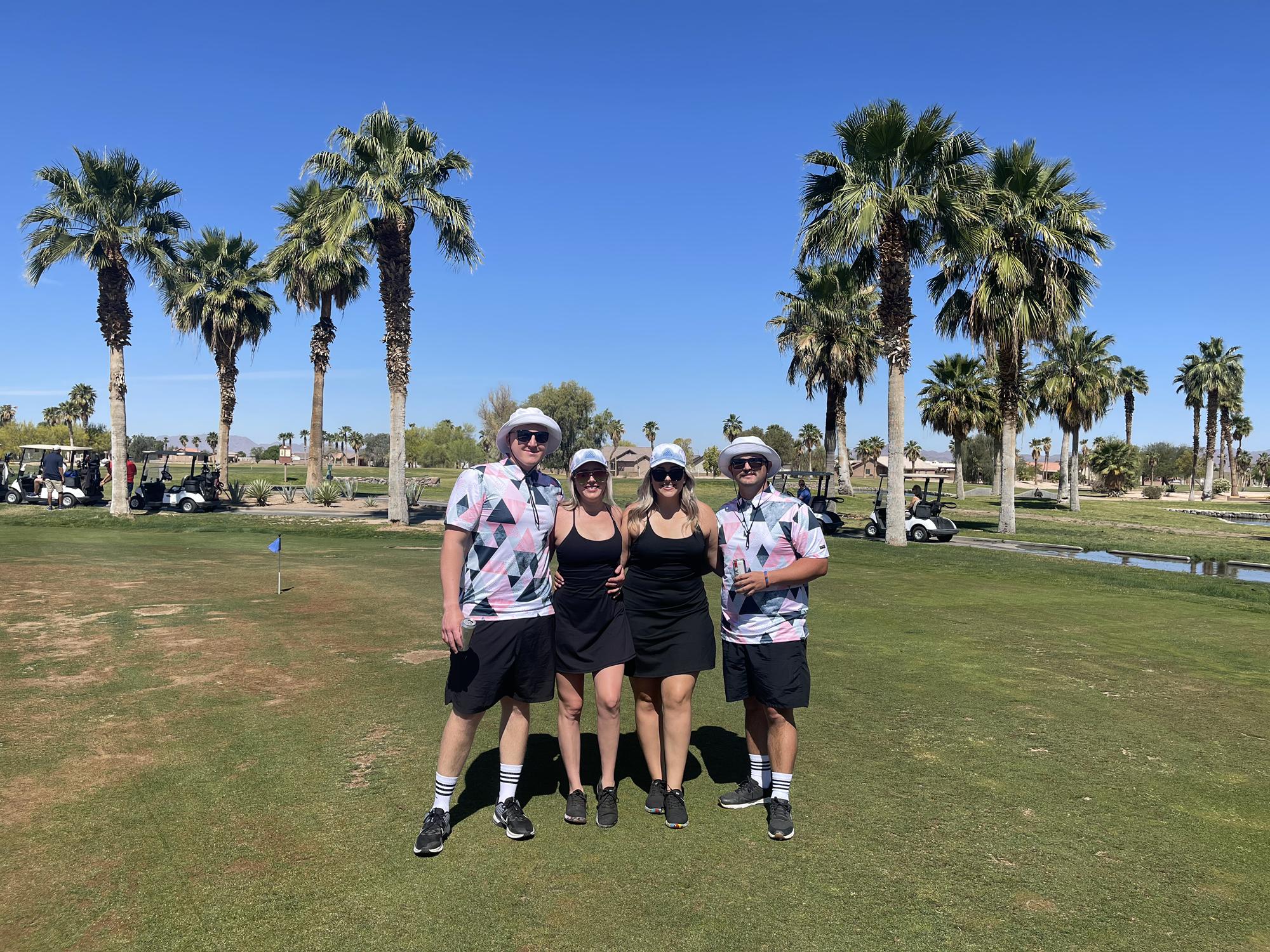 Playing in the Annual “Chuck Tournament” for the Mother of the Brides birthday with Sydnee and Caleb Newgent, cousins of the Bride.