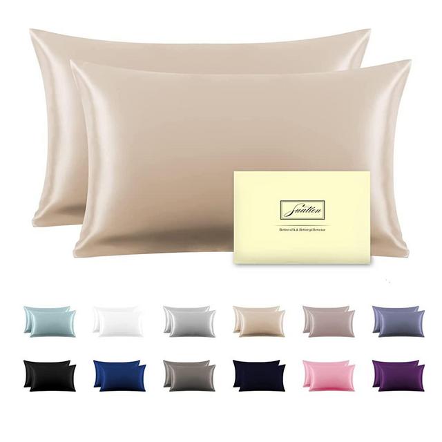 Silk Pillowcase for Hair and Skin,Soft,Breathable and Sliky 100% Silk Pillowcases King Set of 2,Both Sides Natural Mulberry Silk Pillow Cases with Hidden Zipper(King Size 20"X 36",2pcs)