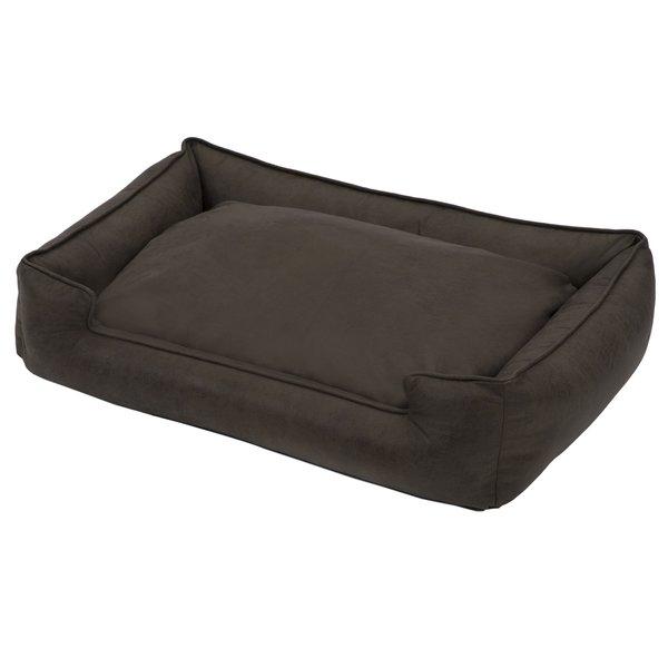 Carbon Faux Leather Lounge Bolster Dog Bed size large