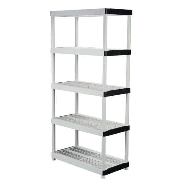 5-Tier Plastic Garage Storage Shelving Unit in Gray (36 in. W x 72 in. H x 18 in. D)