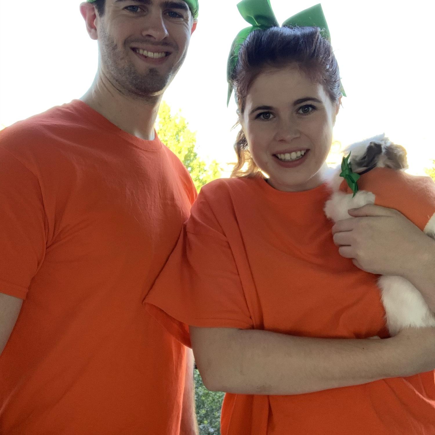 Wes & Lauren’s COVID Halloween costume with their late bunny in their first apartment. Not many Covid photos worth sharing, but this makes the cut!