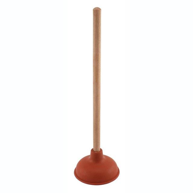 Prime-Line MP56750 Plunger, 6 inch, Light Duty, Rubber Cup, Red, Wooden Handle, (single pack)