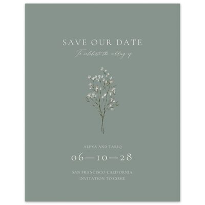 Deep Sage, Green Wedding Digital Save the Date - Sweetbay Portrait