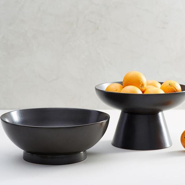 Mason Stoneware Footed Serving Bowls, Set of 2 - Charcoal