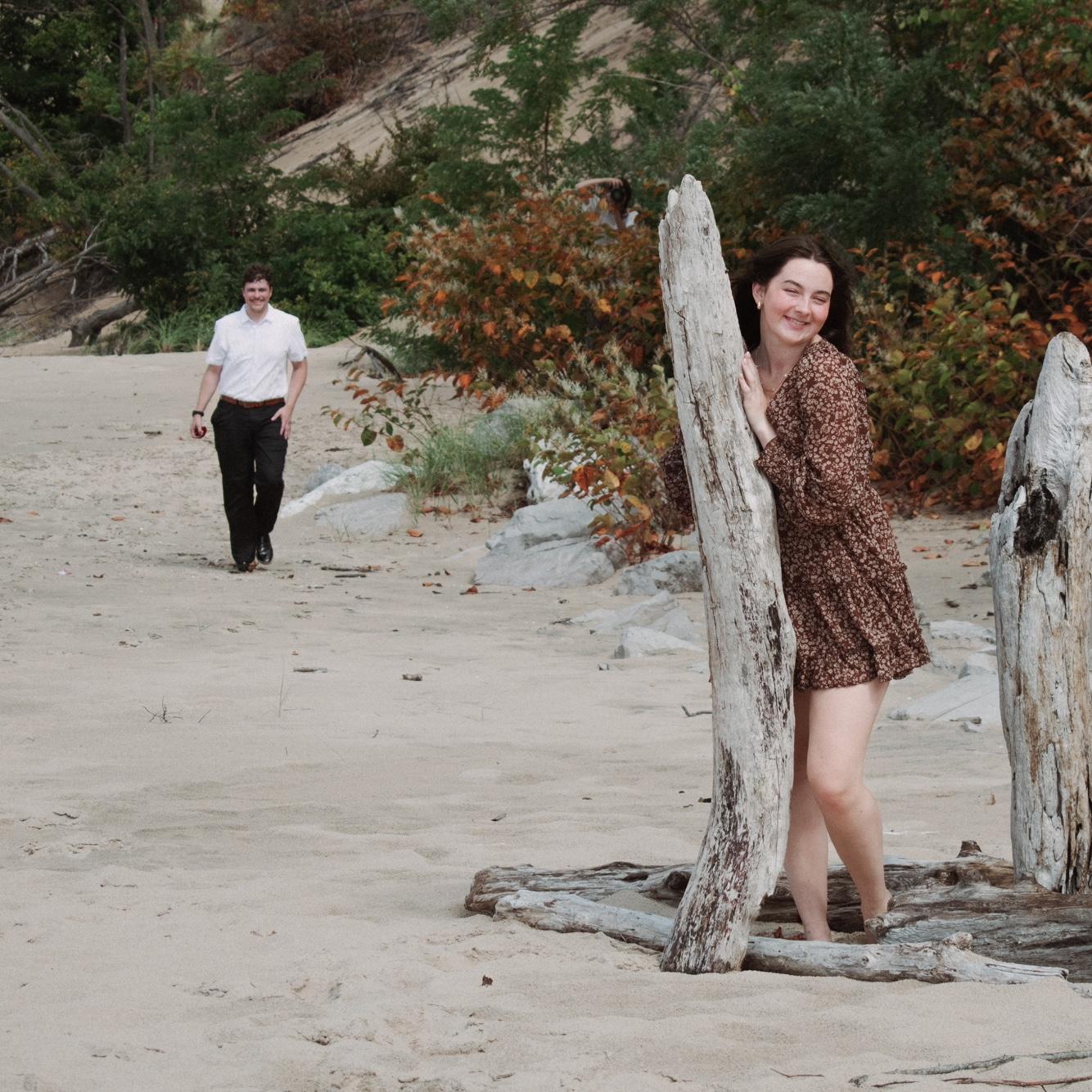 We had a "Girls photoshoot" and my friend Ella was taking pictures and told me to pose by the driftwood. Little did I know Zane was about to propose!
