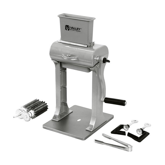 Valley Sportsman 2-in-1 Manual Meat Tenderizer, Jerky Slicer, 2 Sets of Stainless Steel Blades, Tenderizing Blades and Jerky Slicer Blades, for Beef and Chicken, Silver