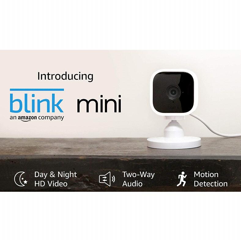 Blink Mini – Compact indoor plug-in smart security camera, 1080 HD video, night vision, motion detection, two-way audio, Works with Alexa – 2 cameras