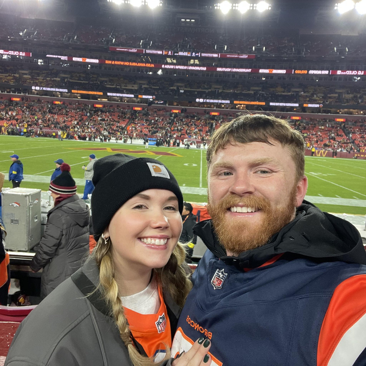 Our first broncos game together!! P.S. they won in overtime!!!
