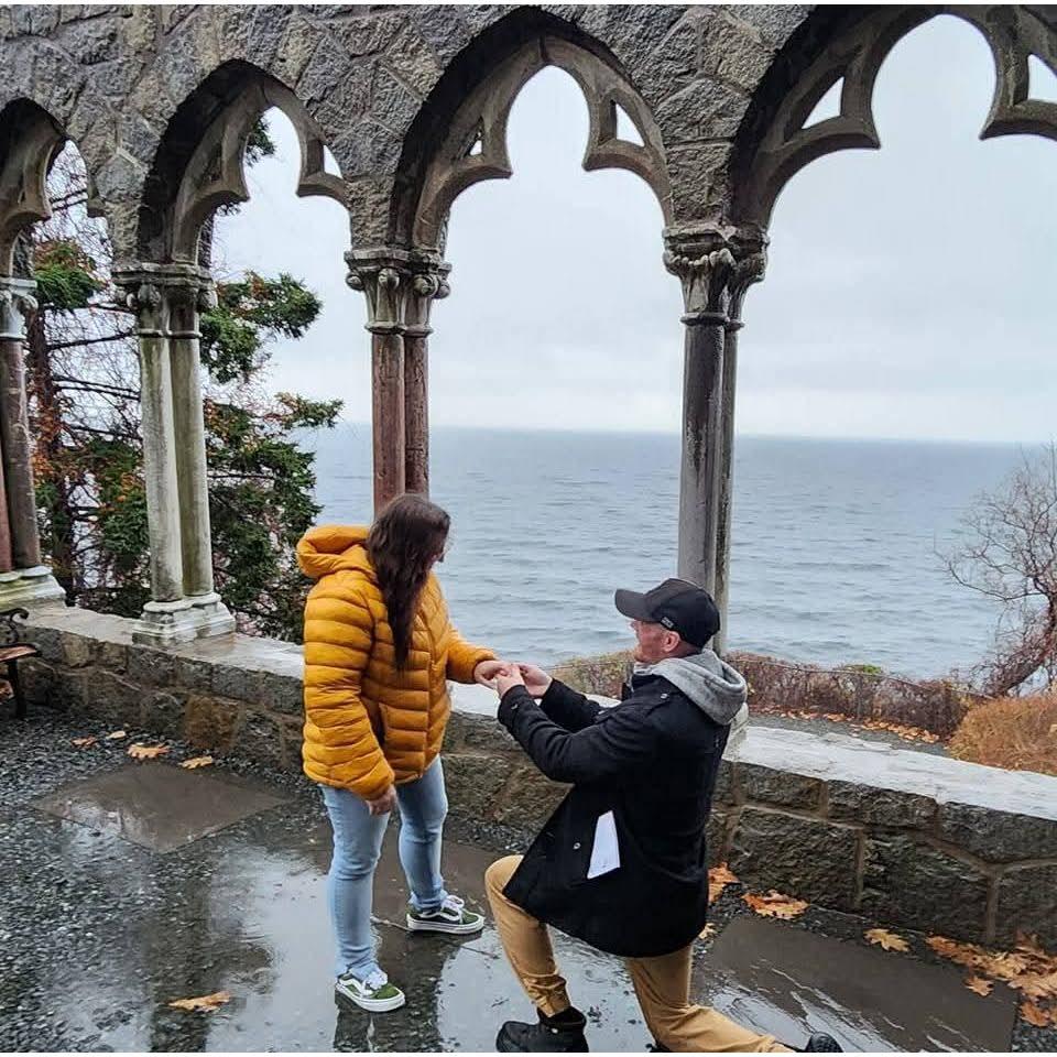 Surprise proposal at Hammond Castle in Gloucester, MA!