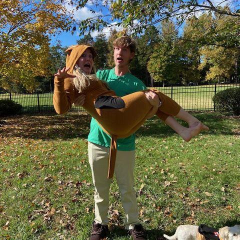 Our first Halloween as Shaggy and Scooby! 2021
