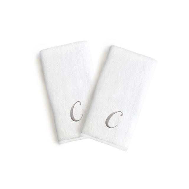 Linum Home Textiles Monogrammed Letter "C" Luxury Bridal Hand Towel in White (Set of 2)