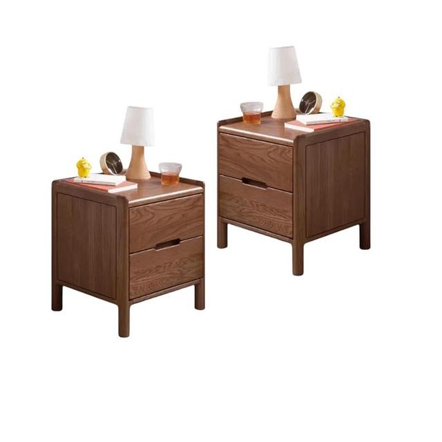 Vadisun Wood Nightstand Set of 2, Small Bedside Table with 2 Drawers, Mid Century Modern End Table, Small Wooden Side Tables, Short Nightstands for Bedroom(17.13”H)