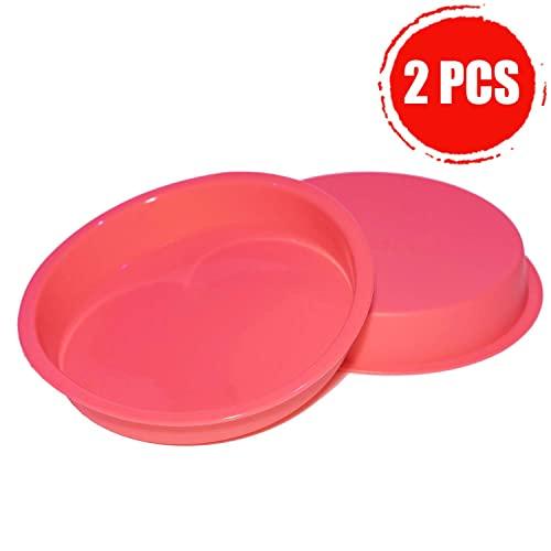 Aokinle Silicone 8 Inch Cake Pan, European-Grade LFGB Round Baking Mold Set of 2, Non-Stick Bakeware Pan, Reusable Food-Grade, FDA Approved, BPA Free