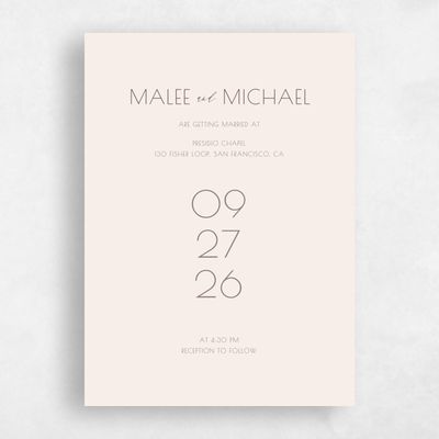 Linen, Beige Wedding Invitation - Fountaine Portrait