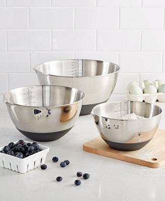 Martha Stewart Collection, Set of 3 Non-Skid Mixing Bowls with Measurements, Created for Macy's