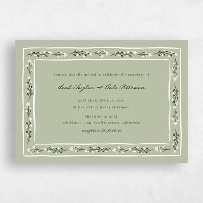 Olive Sage, Green Wedding Invitation - Maeva Landscape