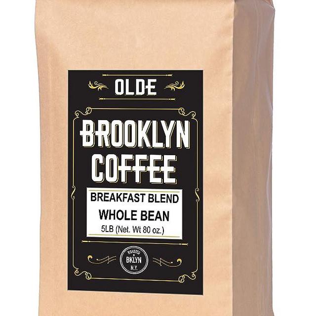 BREAKFAST BLEND American Roast Whole Bean Coffee, 5 Lb. Bag By Olde Brooklyn Coffee