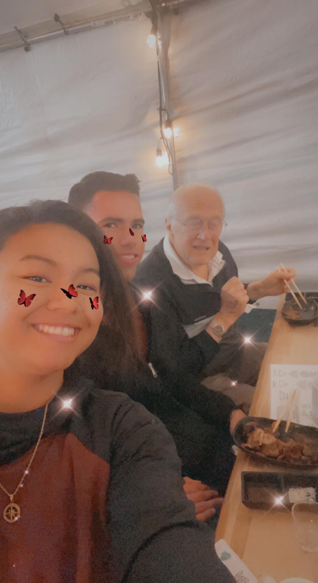 Korean bbq with grandpa and the family.