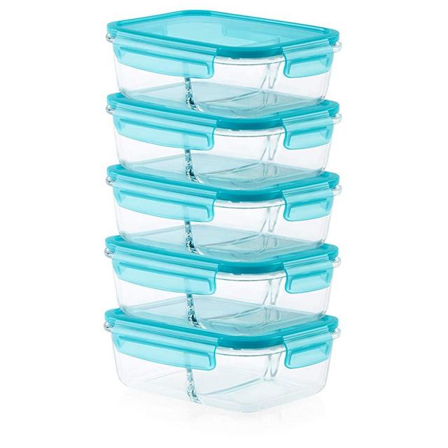 Pyrex Mealbox Bento Box divided glass food storage containers, 10-Piece