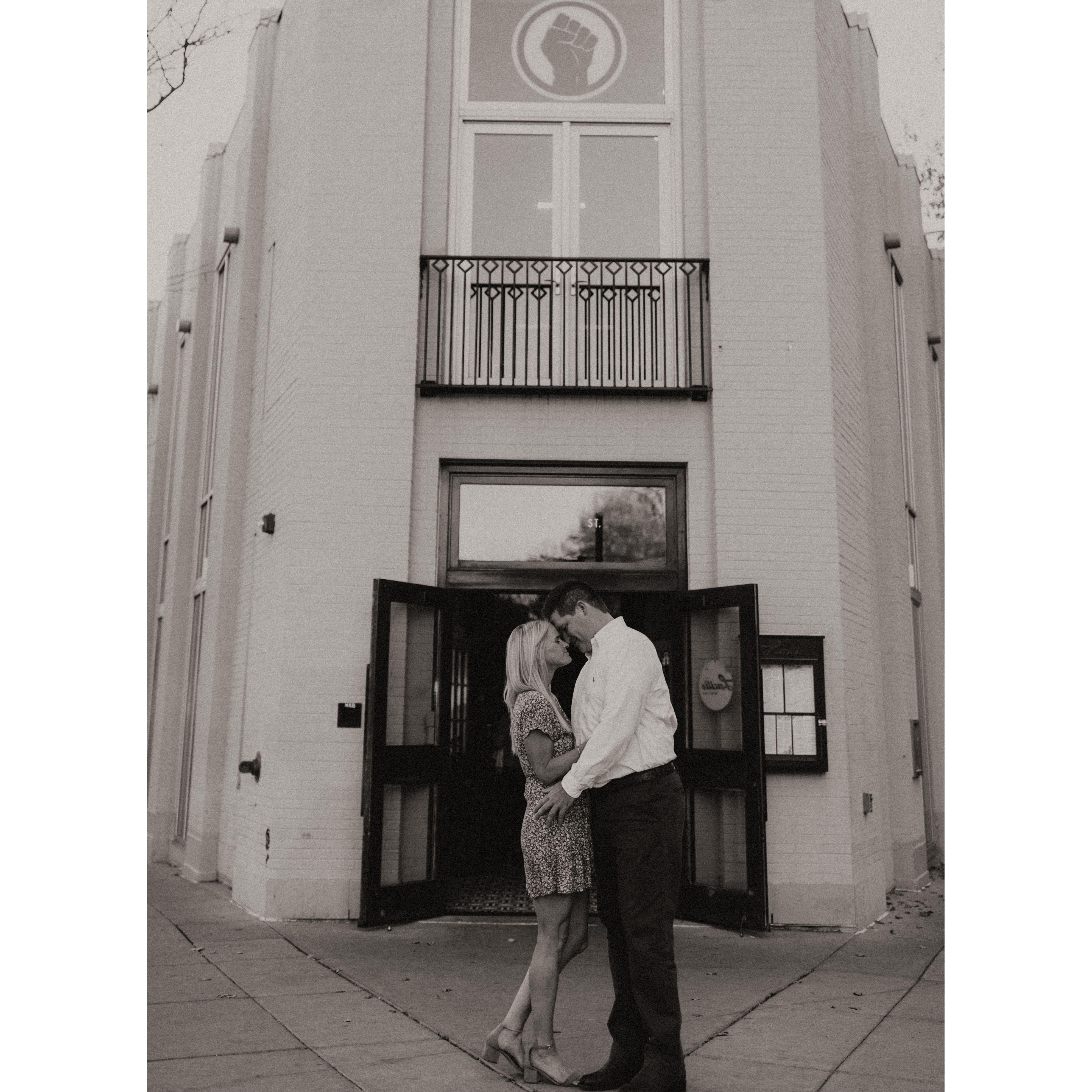 Engagement pics at the restaurant where we had our first date, Lucille in Madison