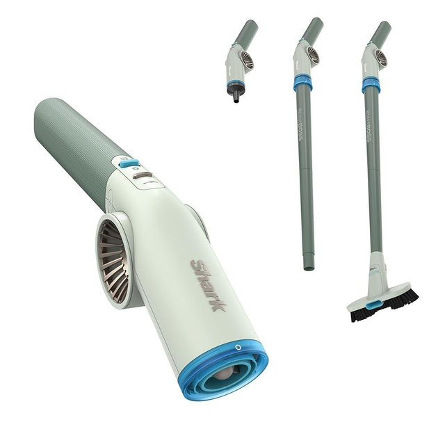 NEW Shark BlastBoss — All-in-One Air Blasting System with BlastBroom, Precision Nozzle, Extension Wand, Indoor/Outdoor Cleaning, 0-190 MPH, Cordless Handheld Blower, Rechargeable, Sage, AB2111GN​​