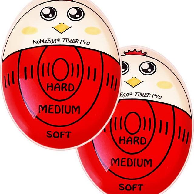 NobleEgg Egg Timer Pro | Soft Hard Boiled Egg Timer That Changes Color When Done | No BPA, Certified (2-Pack)