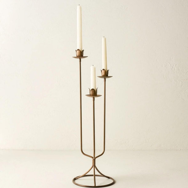 Antique Brass Tulip Taper Holder