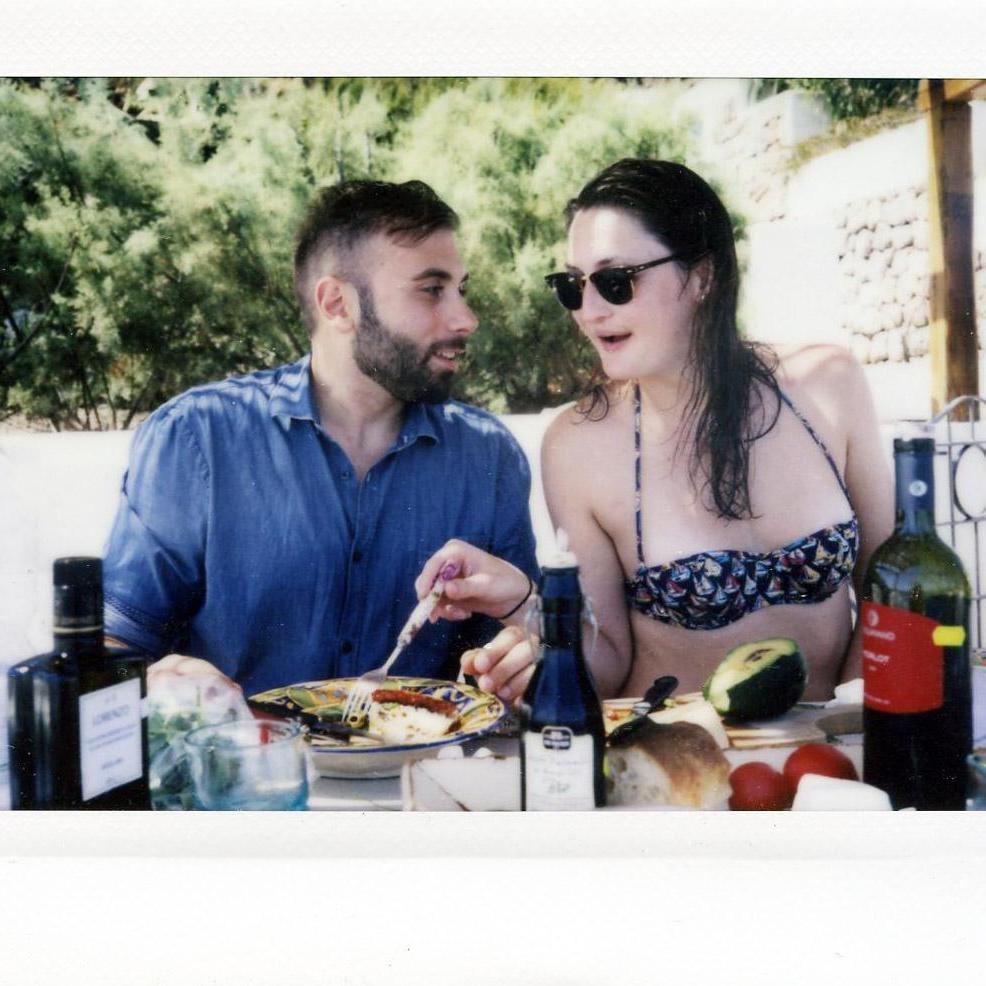 Sharing a bite in Panarea, 2016