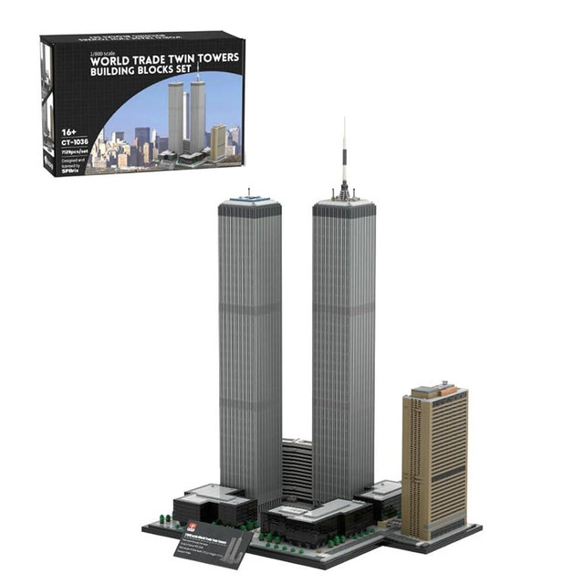 MakerTopia World Trade Center Model (1973-2001) Building Blocks Set, 1/800 Scale New York City Landmark Architecture, Collectible Building Kit for Adults (7121PCS)