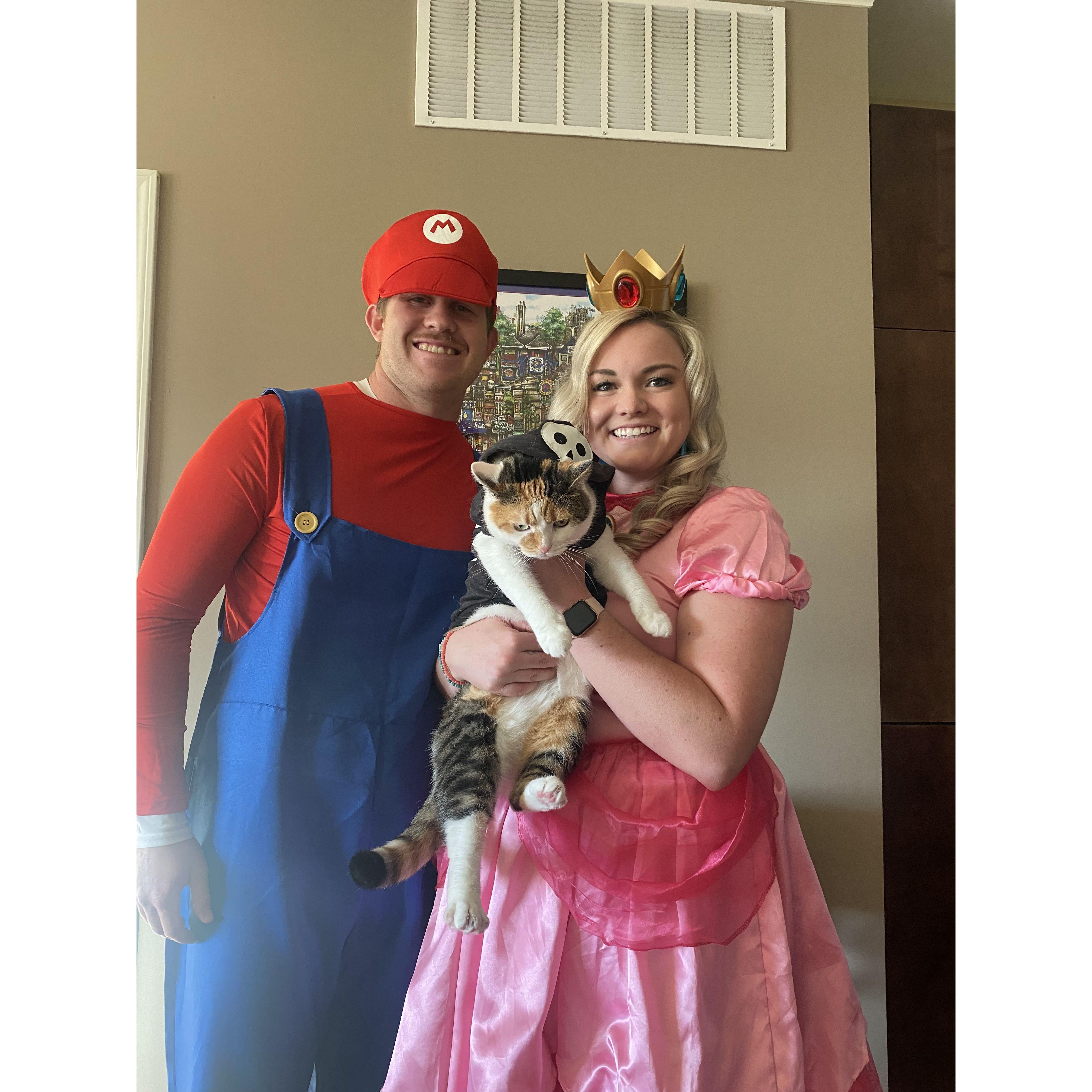 Our first Halloween together in 2021! Mario, Princess Peach, and Dry Bones