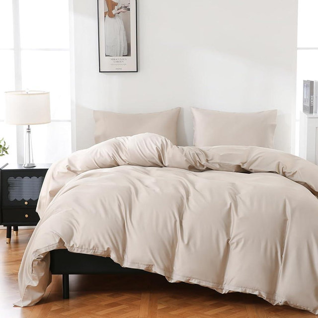 Overket 100% Organic Cotton California King Duvet Cover 400 Thread Count Percale 104x98 Inches Sateen Comforter Cover Soft and Breathable Bedding Set 3 Piece（Linen,Cal King）