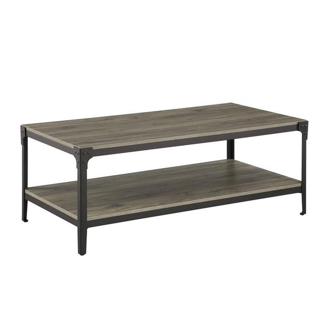 Urban Industrial Angle Iron Wood Coffee Table Slate Gray - Saracina Home