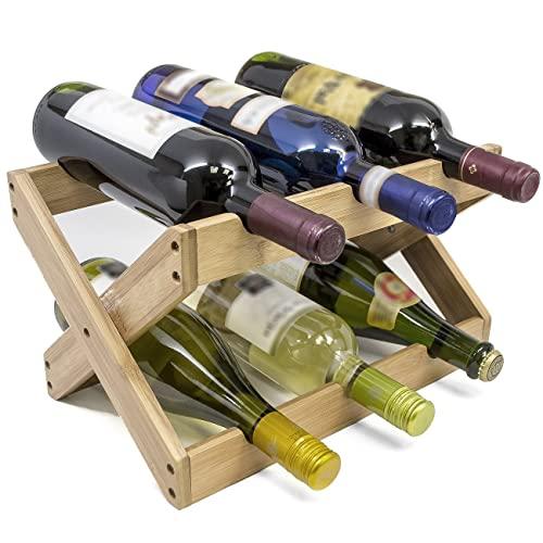 Sorbus Bamboo Foldable Countertop Wine Rack 6-Bottles (Bamboo)