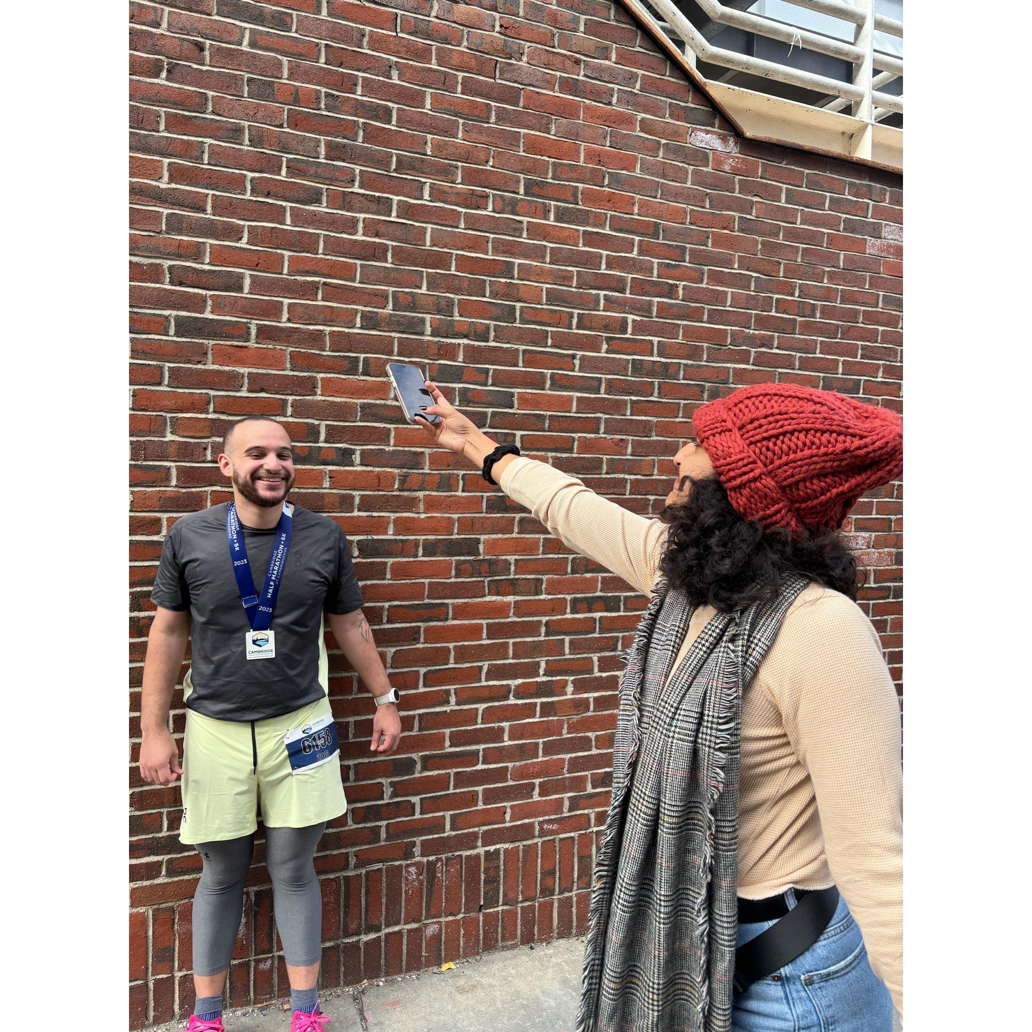 Adin had just finished the Cambridge Half Marathon. November 2023.