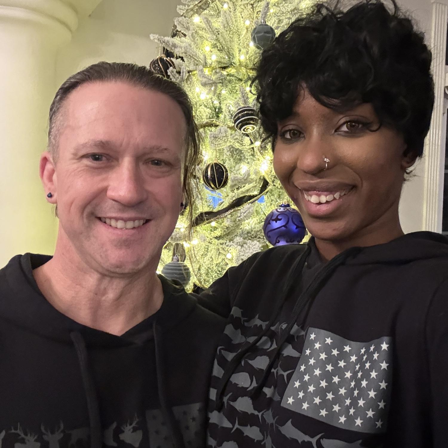 Matching hoodies for Christmas courtesy of Dad (Lou)!