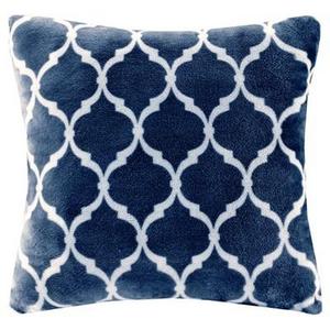 JLA Home - Navy Ogee Printed Microlight Throw Pillow (20"x20")