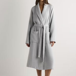 Soft Layered Turkish Cotton Robe - Mist, L