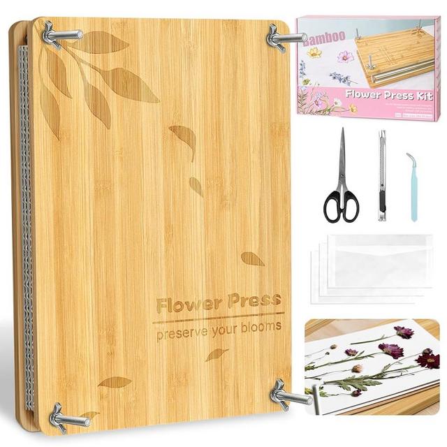 MOBYKE Large Flower Press, 11" x 7.7" Flower Pressing Kit for Adults & Kids with Storage Bag Wedding Bouquet Preservation Kit Dried Pressed Leaf & Floral for Plant DIY Arts and Crafts Lovers