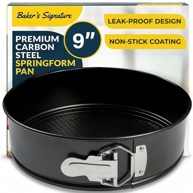 Cheesecake Pan 9 Inch Carbon Steel With Removable Bottom – Leakproof Design, Nonstick Coating Springform Pan – Durable Cake Mold With Secure Latch, Even Heat Cheese Cake Pans For Baking