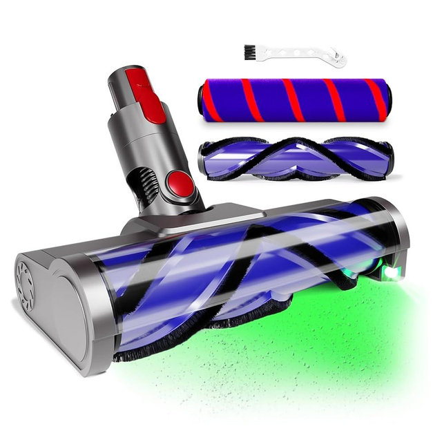 2 Brushes Vacuum Head Replacement for Dyson V7/V8/V10/V11/V15 | Anti-Tangle Motorhead Brush Roller with LED Light | Quick-Release Cordless Vacuum Cleaner Head for Carpet, Hardwood, Tile Floors